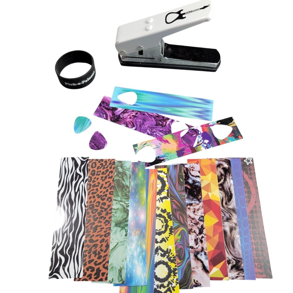 Pick-a-Palooza Guitar‎ Pick Maker Kit White DIY Punch Tool with Celluloid Strips